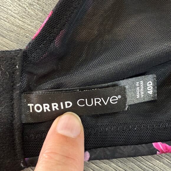 Torrid Curve Bra Size 40D 360 Back Smoothing Wire Free Push-Up Plunge Gothic - Picture 6 of 16